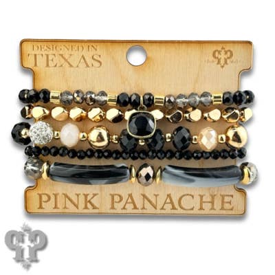 Pink Panache Brands - Wholesale Jewelry Set - Chunky variety bead bracelet set with Austrian crystal charm1