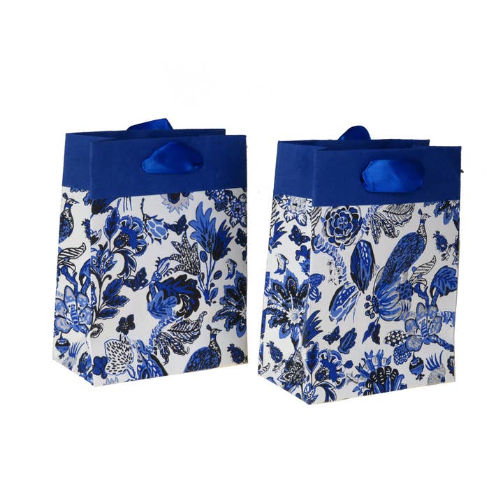 Epigram - Wholesale Gift Bag - Blue & White Flowers and Birds Craft Paper Bag