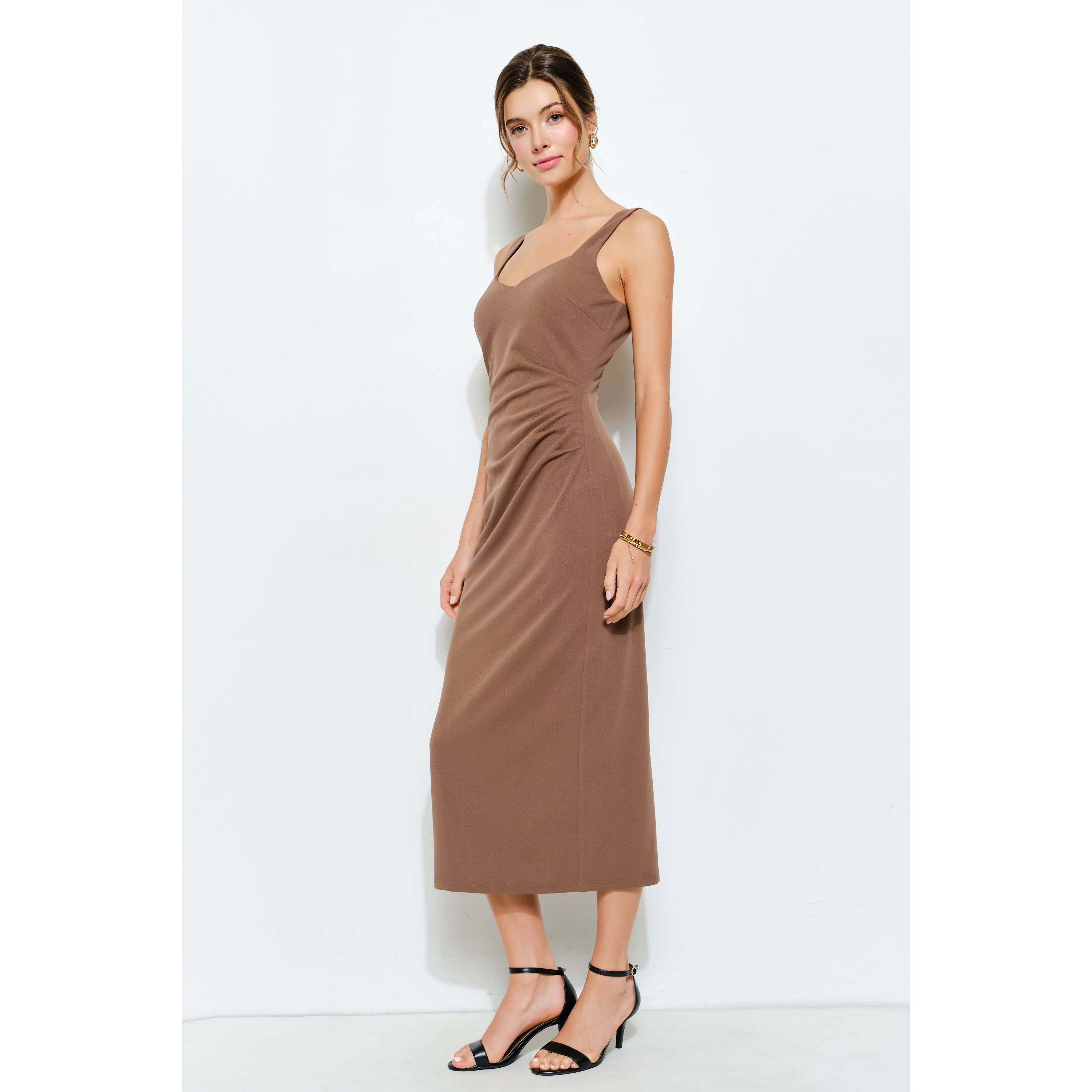 INA - Wholesale Dress - Women's - Knit Crepe Bodycon Midi with Princess Neckline10