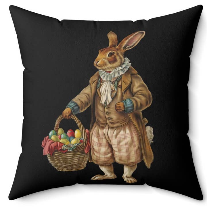 Adorable Rabbit in a Suit with a Basket of Colored Eggs for wholesale by Upside Down Owl Farm