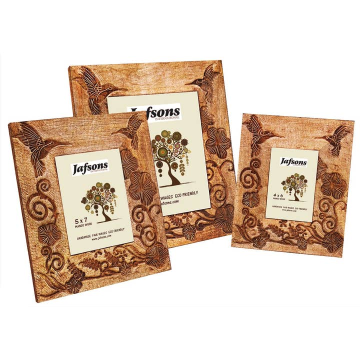 Mango Wood Photo Frame 5x7 Hummingbirds for wholesale by Jafsons International