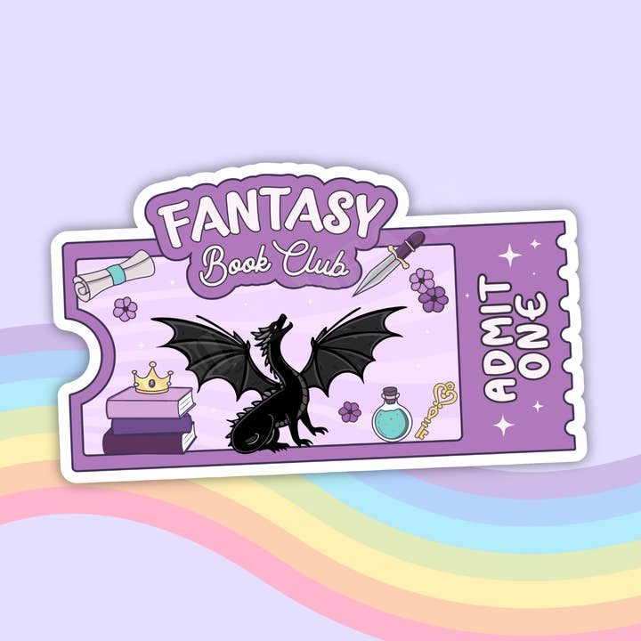Fantasy Reader Ticket Sticker for wholesale by Indie Heart Studio