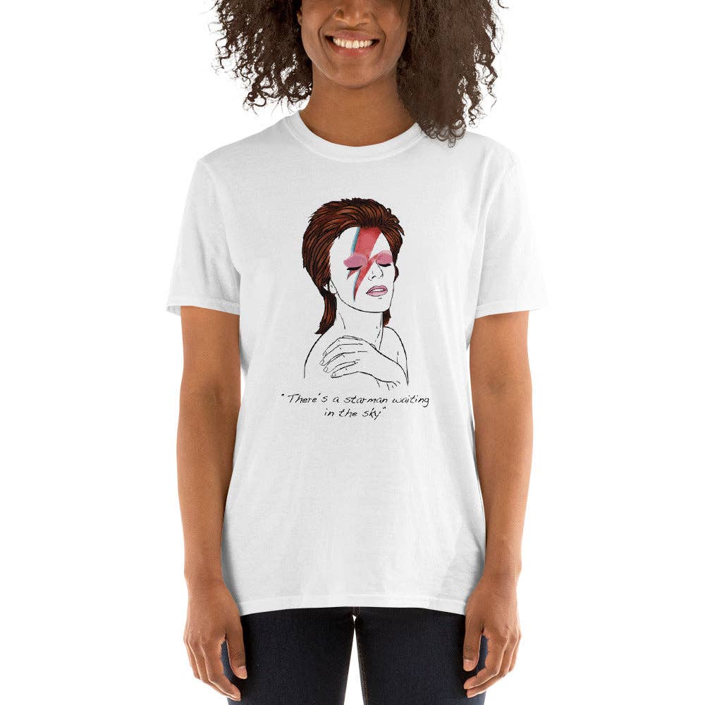 El loco del Pelo Rizo - Wholesale Screen Printed T-Shirt - Unisex - Unisex t-shirt, Bowie3