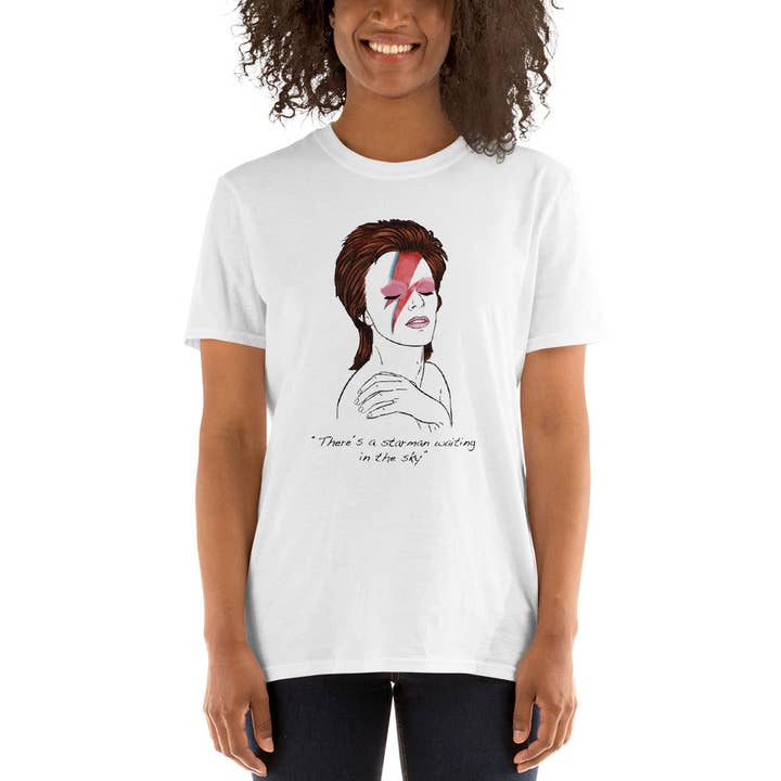 El loco del Pelo Rizo - Wholesale Screen Printed T-Shirt - Unisex - Unisex t-shirt, Bowie3
