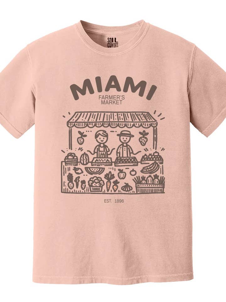 Soil Comforts - Wholesale Screen Printed T-Shirt - Unisex - MIAMI Farmer's Market Art Printed T-Shirts3