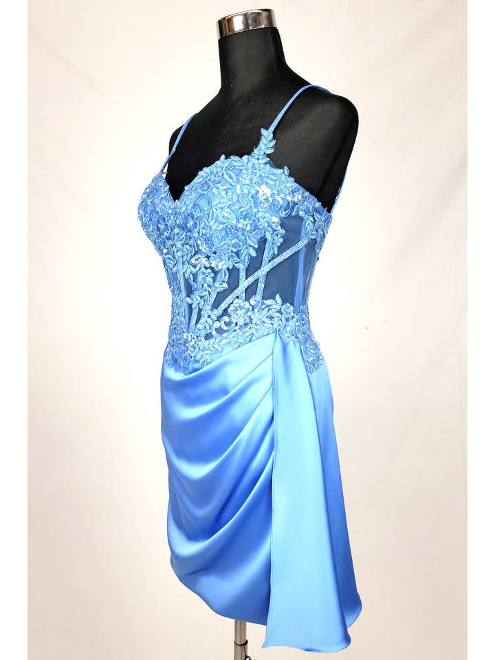 Chicas - Wholesale Dress - Women's - Short Dress With Sequins and Embroidery. C3557