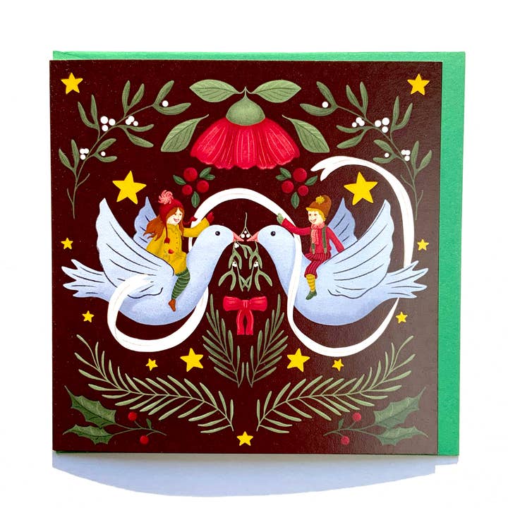 Biglietto di Natale folletto quadrato con busta per la vendita all'ingrosso da parte di Laura&Lou