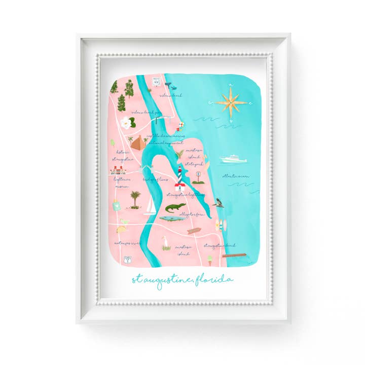 St Augustine Map Art Print for wholesale by 25 Sweetpeas