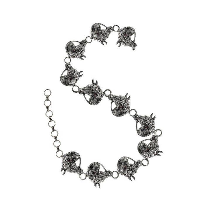 Snowing West – Großhandel Gürtel – Damen – WESTERNGÜRTEL AUS METALL MIT PFERDEKOPF — S