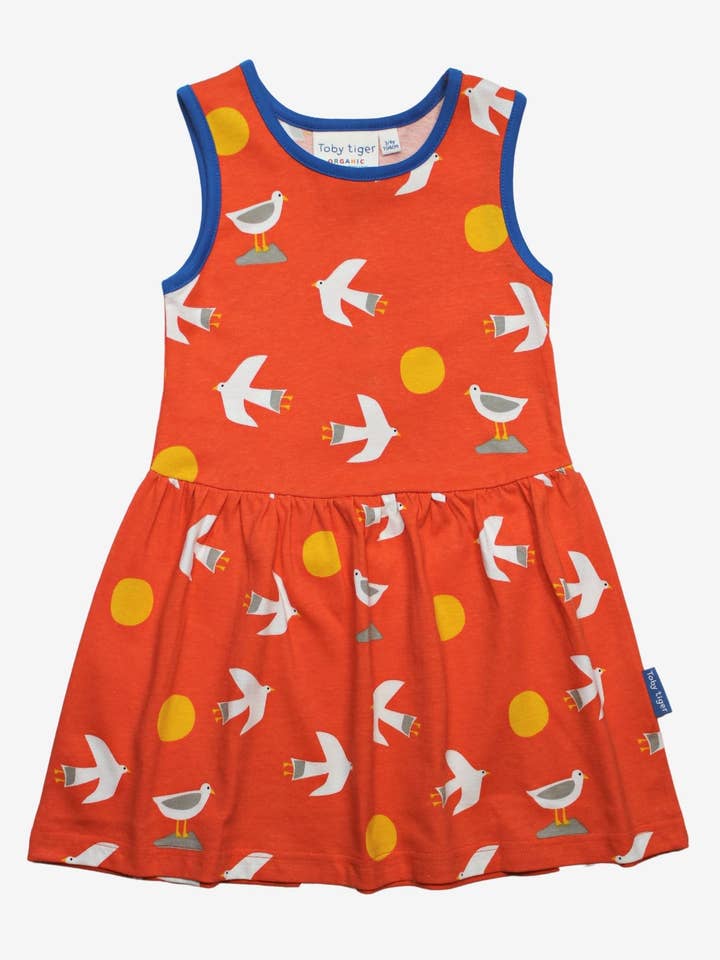 Robe d'été pour enfants en coton bio avec imprimé mouettes pour la vente par Toby Tiger GmbH