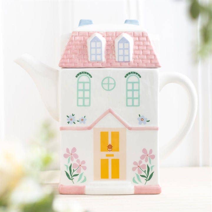 Pastel House Shaped Teapot for wholesale by The Hare And The Moon