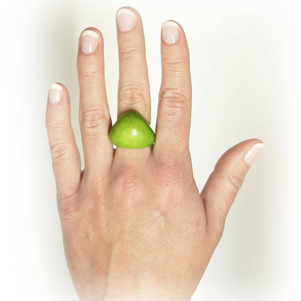 Muichic Natural Jewelry - Venta al por mayor Anillos grandes/de cóctel - Anillo de tagua grueso hecho a mano de comercio justo6