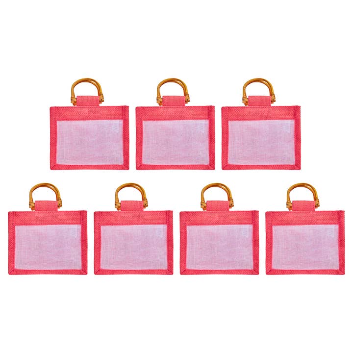 ecojutebags – wholesale Gift bag set/pack – Burlap Jute Gift Bags – 7-Pack with Organza & Cane Handles9