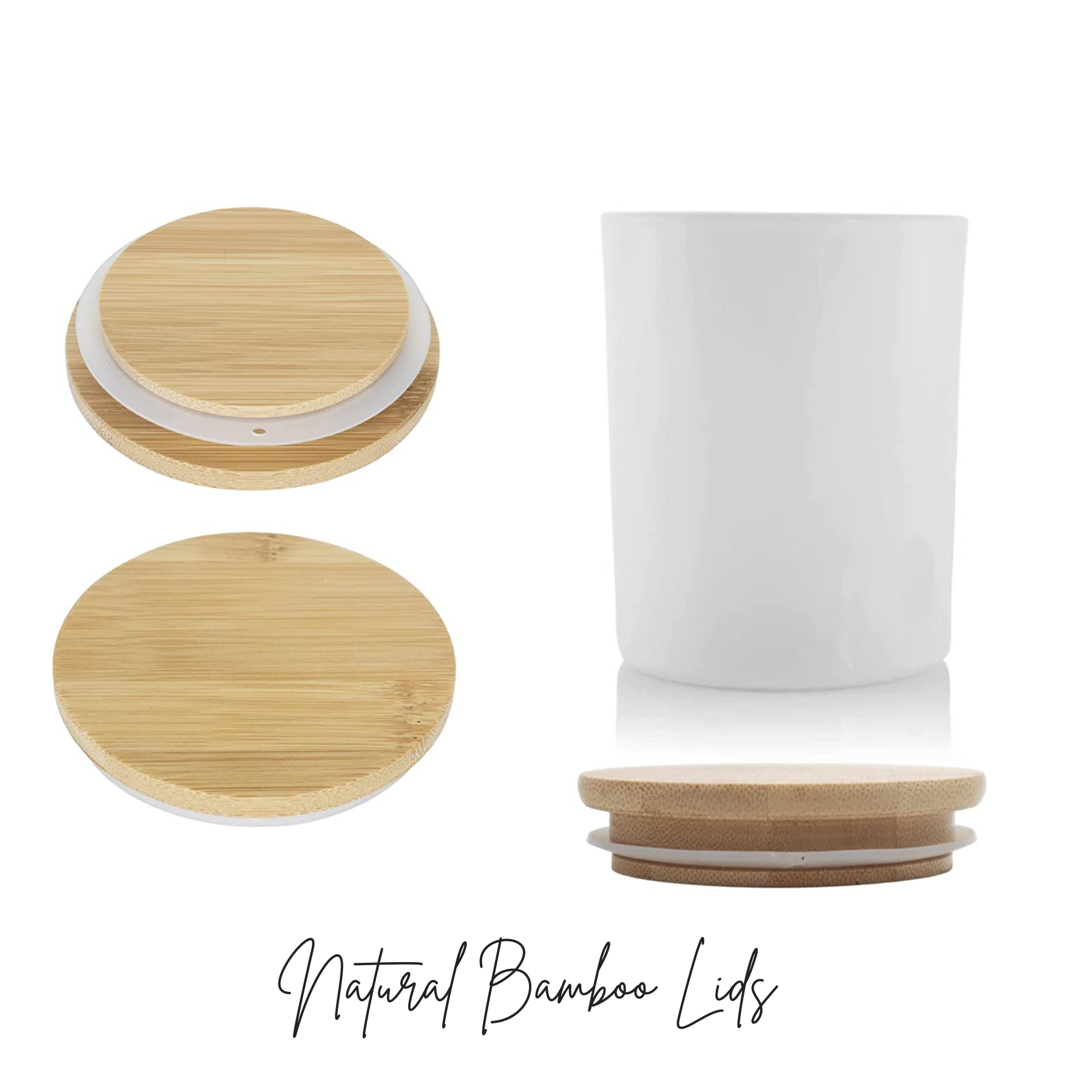 Orglamix - Vendita all'ingrosso Candela in vasetto - Candela personalizzata opaca bianca con coperchio in bambù | Il tuo logo e design1