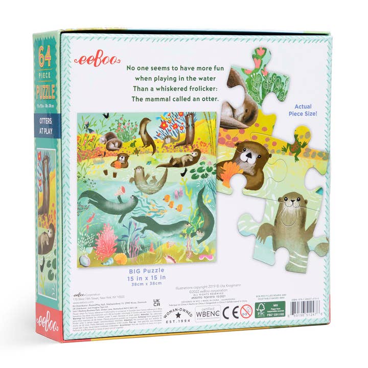 eeBoo - Wholesale Puzzle - Kids - Otters at Play 64 Piece Puzzle