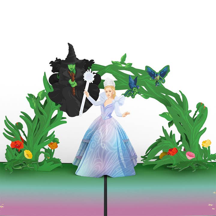 Wicked Elphaba & Glinda We Go Together Like Pink & Green Pop-Up Card for wholesale by Lovepop Cards