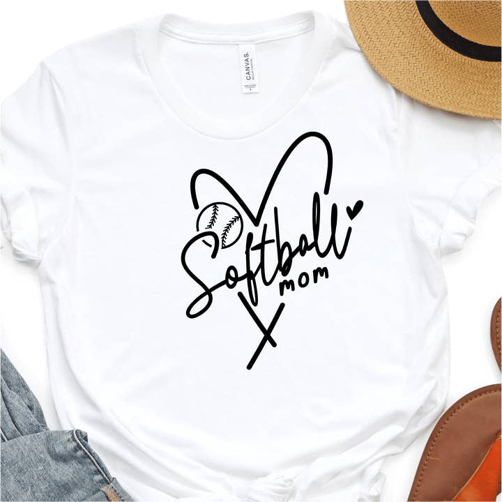Softball Mom Heart - Softball DTF Transfer for wholesale by Nashville Design House