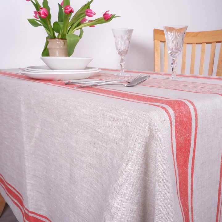NorraVilla - Vendita all'ingrosso Tovaglie - Tovaglia in lino - Village Red - Washed