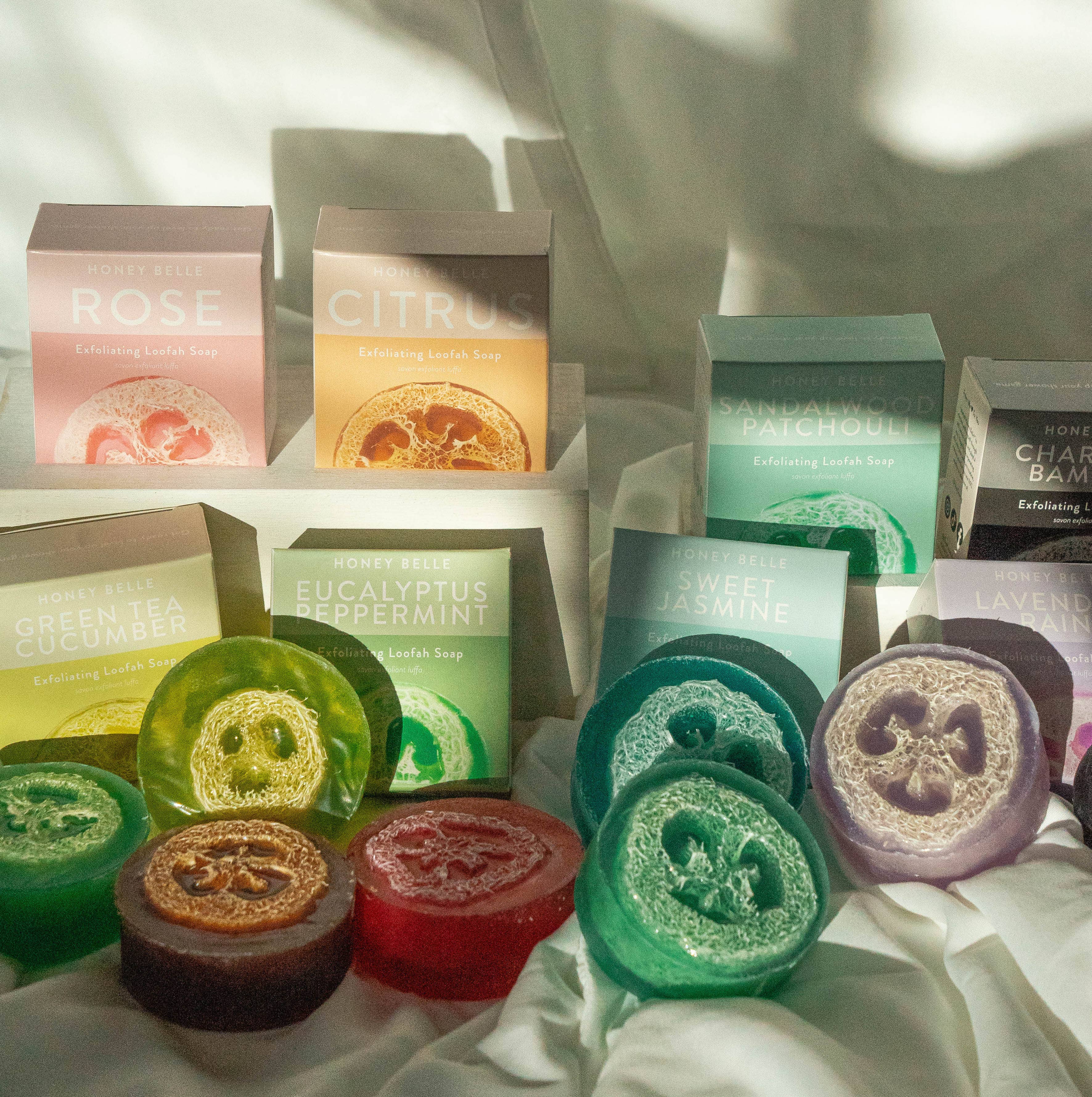 House of Honey Belle - Wholesale Bar Soap - Eucalyptus Peppermint Exfoliating Loofah Soap3