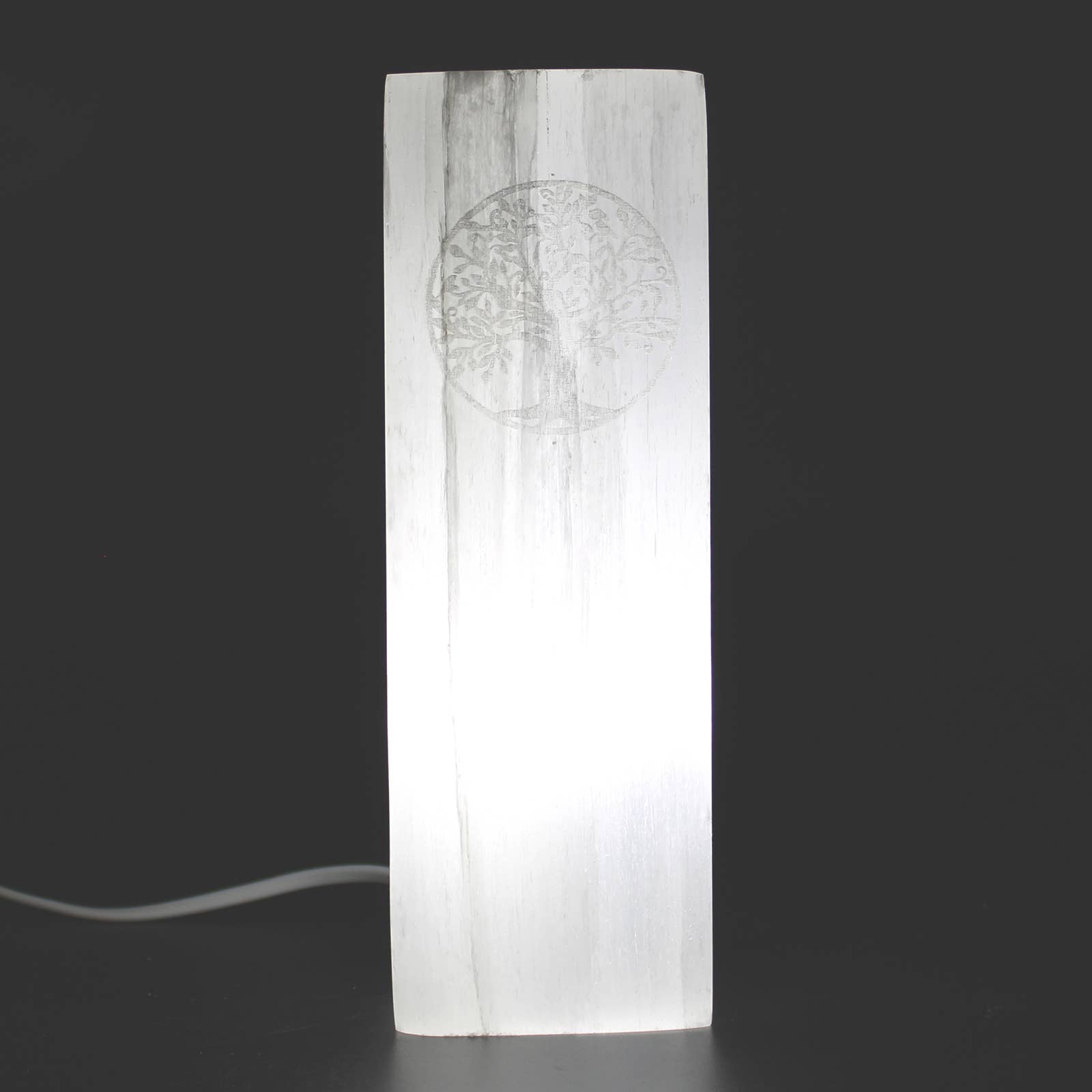 Ancient Wisdom – wholesale Accent/desk lamp – Selenite Block Lamp 25cm - Tree of Life - UK plug3