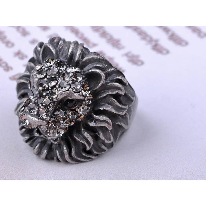 AK Brand – wholesale Cocktail/Statement Ring – Svart Grå Vild Lejonhuvud Multi-Size Statementringar