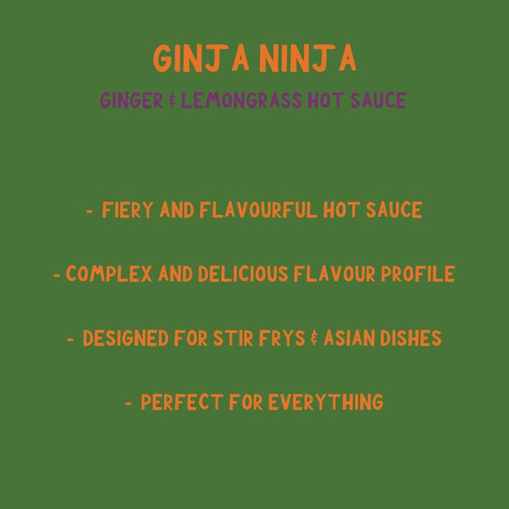 Keating and Co Condiments - Vendita all'ingrosso Salse piccanti - Ginja Ninja (Salsa Piccante allo Zenzero e Citronella)
