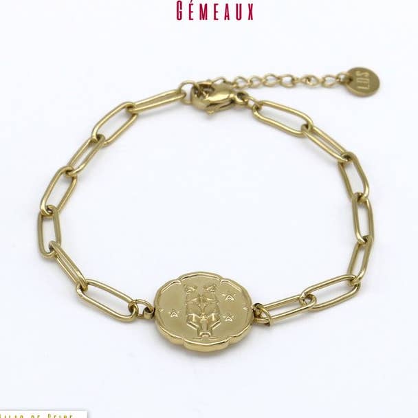 Gemini zodiac sign bracelet astro steel 0220023 for wholesale by Lilas de Seine