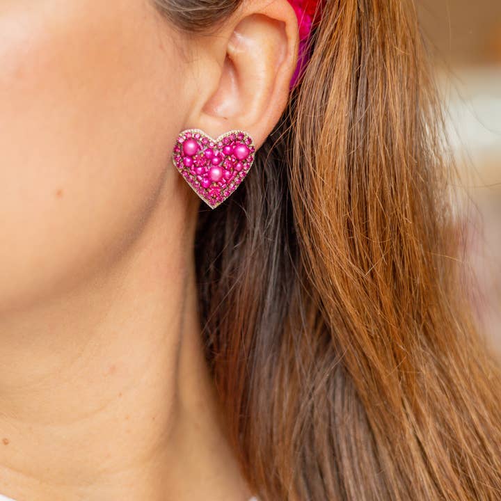 Gaby & Grace - Wholesale Stud/Post Earrings - Sweetheart Stud Earrings | Fuchsia
