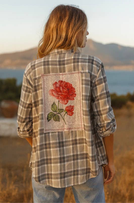 The Nu Vintage - Venta al por mayor Camisa con botones - Mujer - Franela Rosa del Desierto1