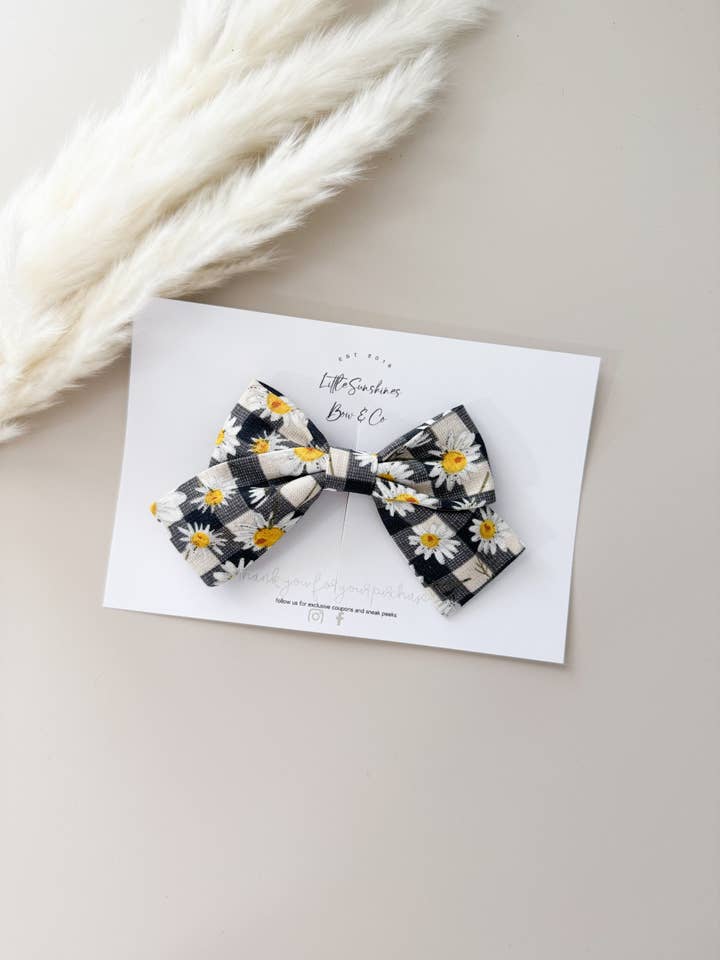 Sunflower Plaid Fall Pinwheel Hair Bow for wholesale by Little Sunshines Bow & Co