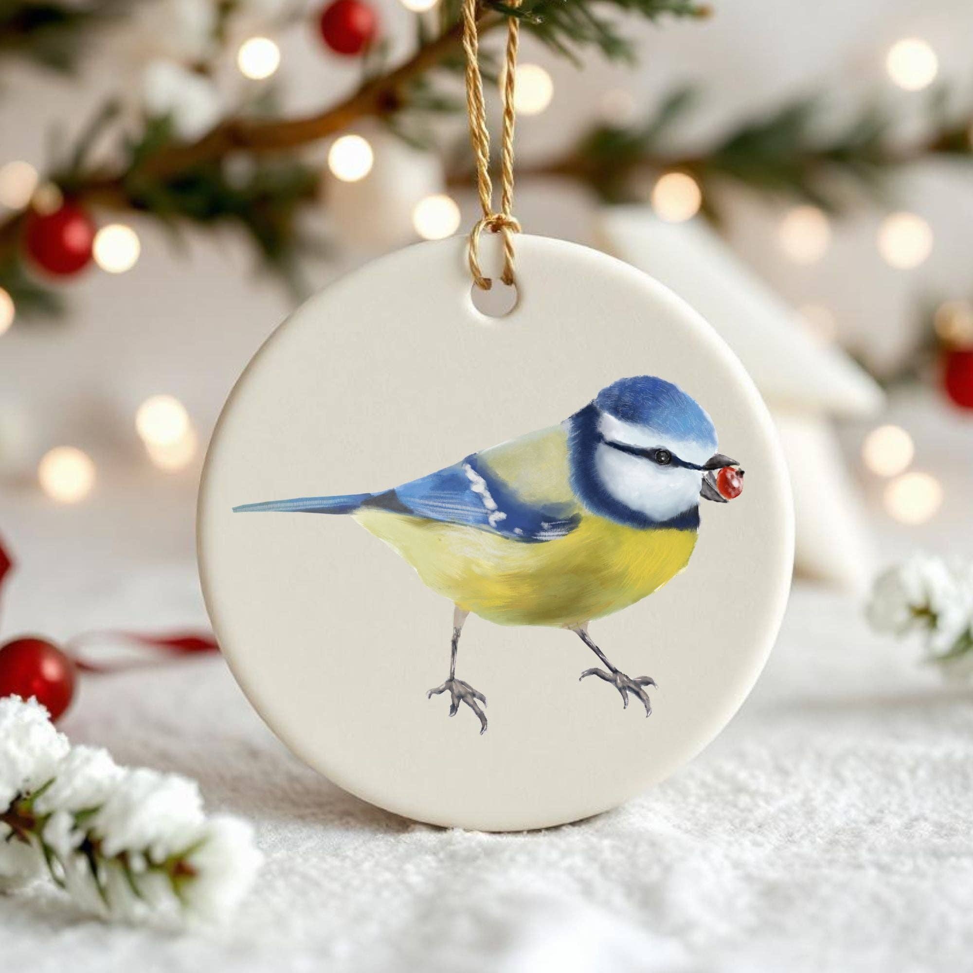MerikaArt – wholesale Ornament – Blue Tit Ceramic Ornament2