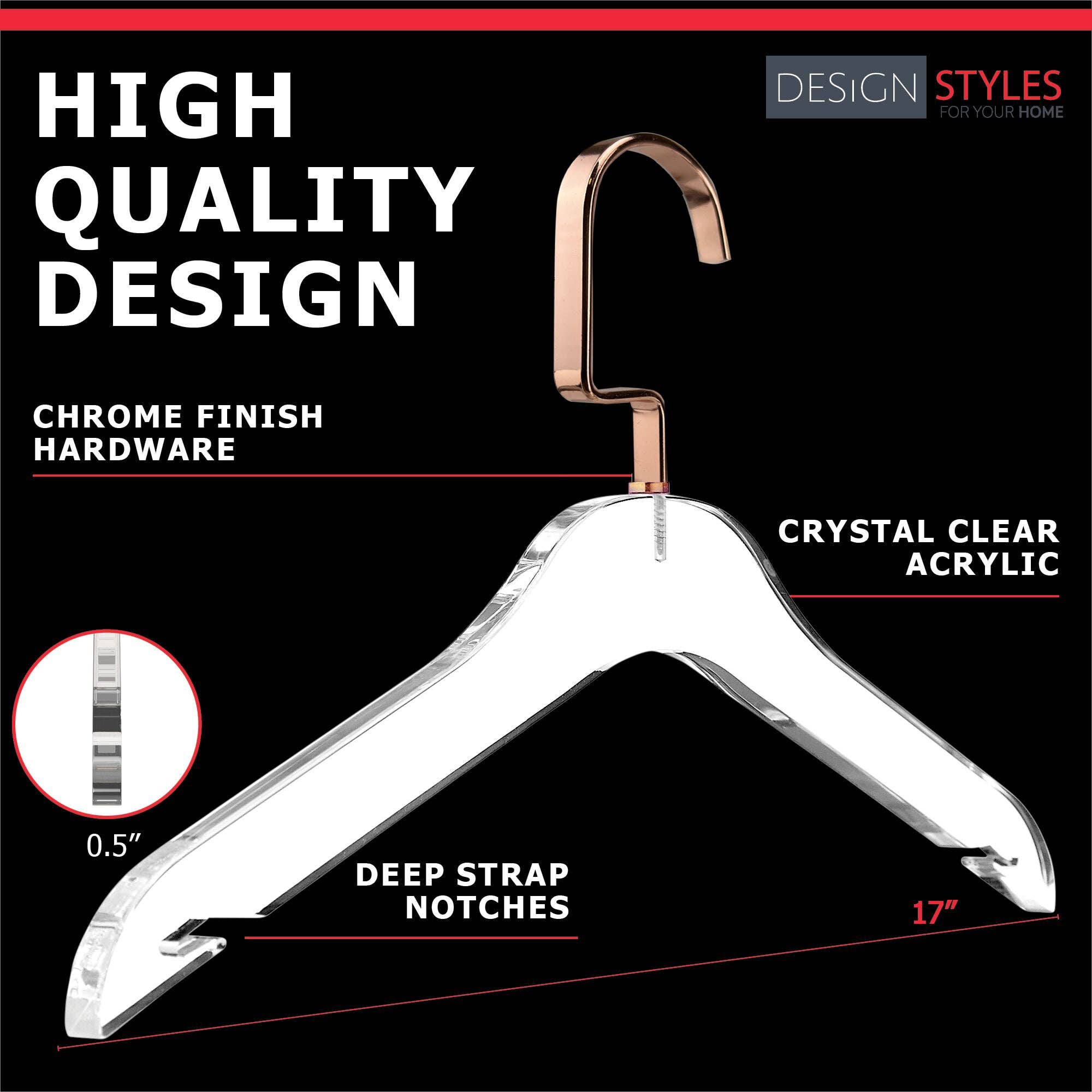 DesignStyles Home – wholesale Clothes hangers – Simply Brilliant Acrylic Hanger with Rose Gold Hook2