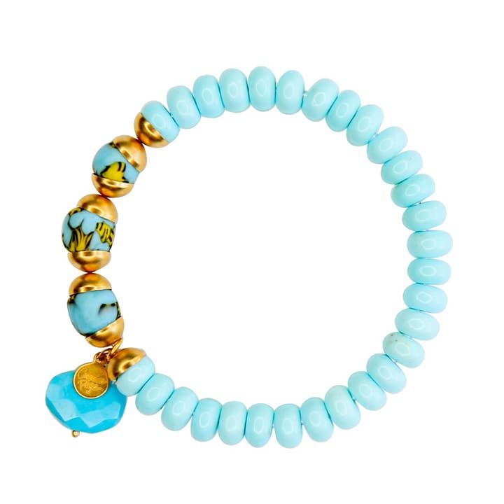 Catherine Page Jewelry - Wholesale Beaded Bracelet - Capri Elastic Bracelet in Robin's Egg Blue 0