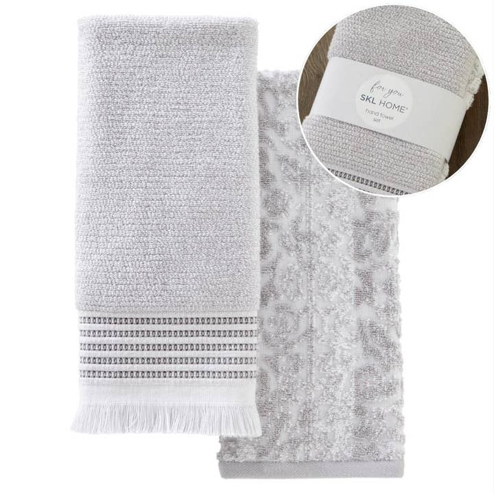 Lincoln Park 2-Piece Turkish Cotton Hand Towel Gift Set, Gray for wholesale by SKL HOME