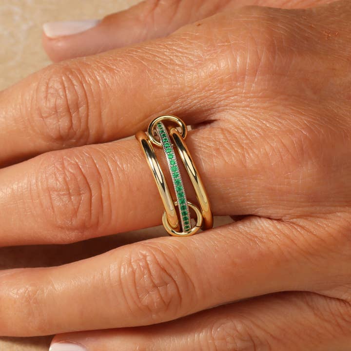 Ideaure Jewelry - Wholesale Multi-Stone Ring - Bellanca Spinner Ring - Emerald Green3
