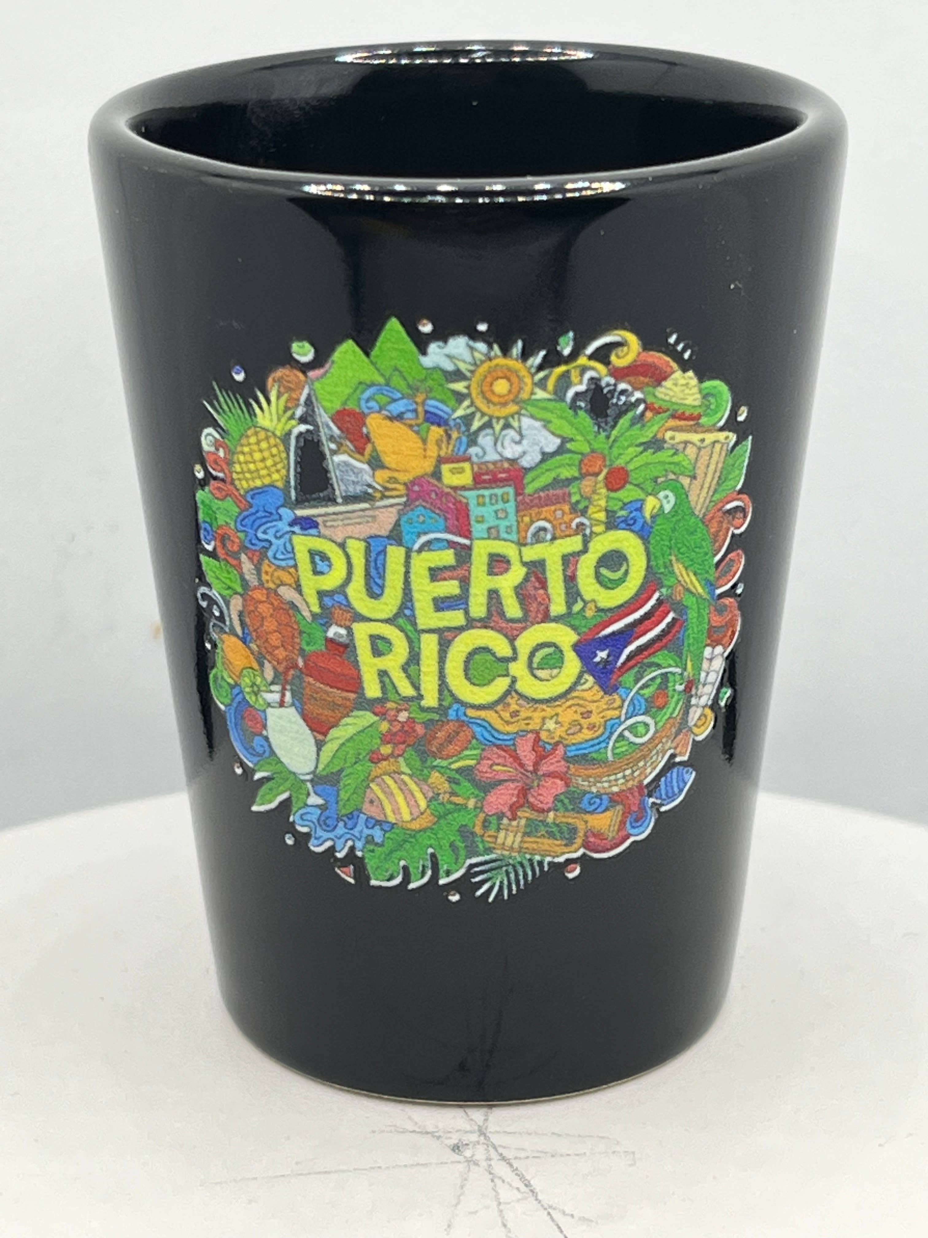 7 Star – wholesale Shotglas – Puerto Rico Design Svart Keramik Shotglas 6 cl0