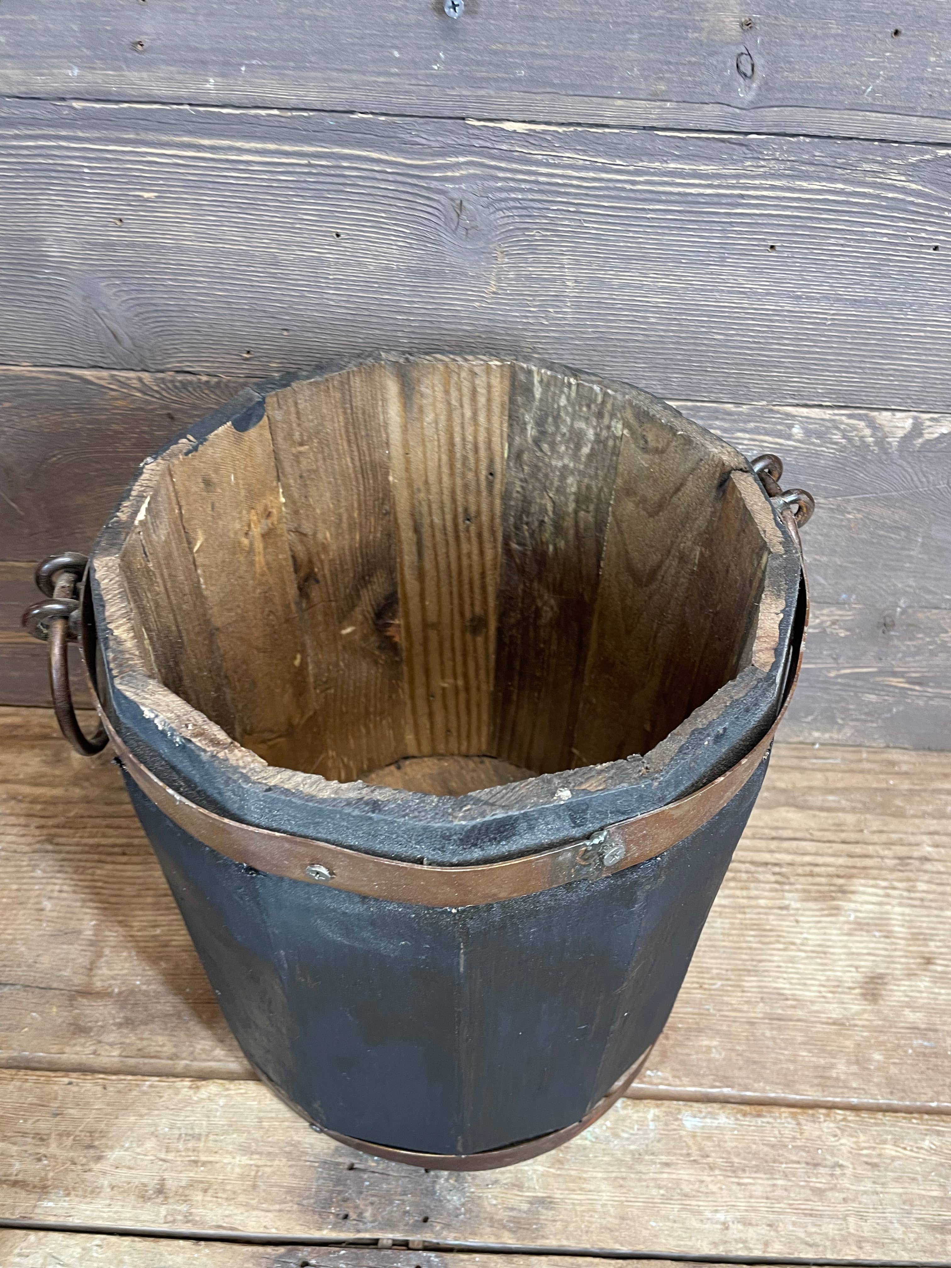 My Amigos Imports - Wholesale Bucket/Pail - Rustic Trim Bucket-Wooden-Handmade-3 Sizes-Black Tone7