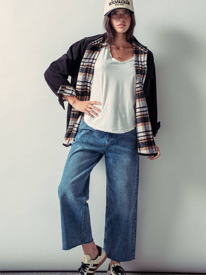 Urban Daizy - Wholesale Shirt Jacket/Shacket - Women's - Plaid Flannel-Lined Corduroy Shacket8