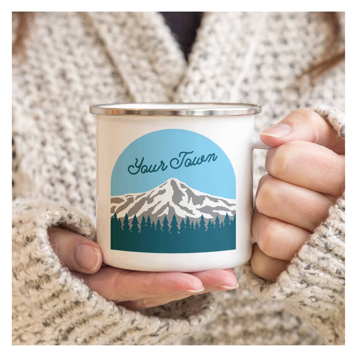 Rock Scissor Paper - Wholesale Coffee Mug - Personalized City Camp Mug Mountain Top View