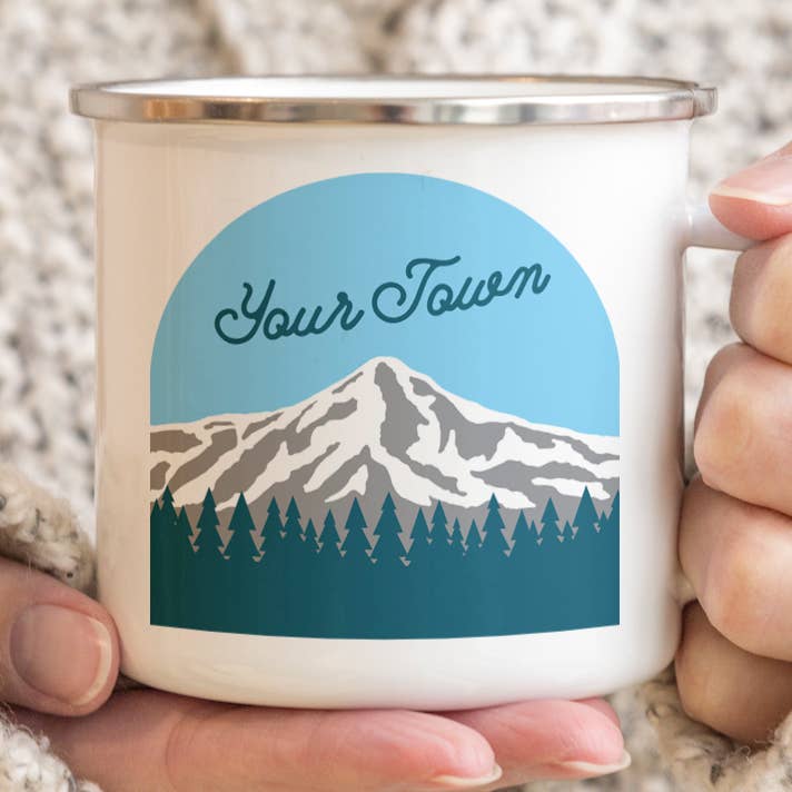 Rock Scissor Paper - Wholesale Coffee Mug - Personalized City Camp Mug Mountain Top View0