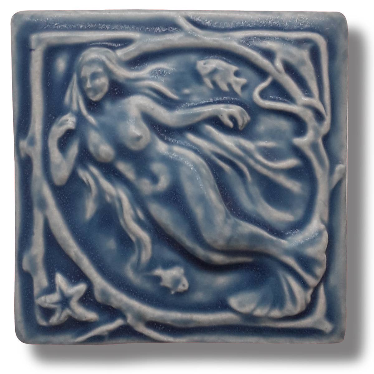 Whistling Frog Tile Inc. - Wholesale Wall Tile - Sculpted 4x4" Porcelain Mermaid Art Tile - Coastal Decor6