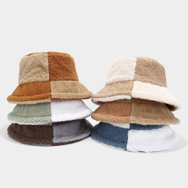 Dipped Shop - Wholesale Bucket hat – Women's - Trendy Color Block Thermal Wool Bucket Hat DP25G7429