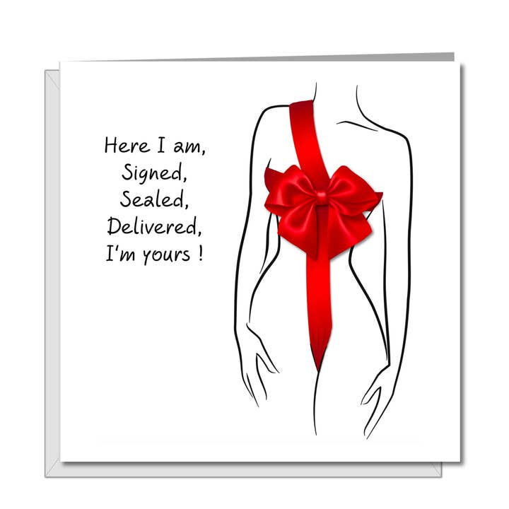 Sexy Christmas Card for boyfriend, husband or lover - Signed sealed delivered - Naughty Rude Naked Bondage for wholesale by Swizzoo Cards