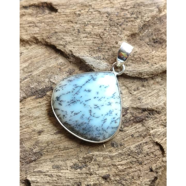 SILVER CAVE – wholesale Individual charm/pendant – Natural Dendrite opal Cabochon 925 Silver Unisex Pendant1