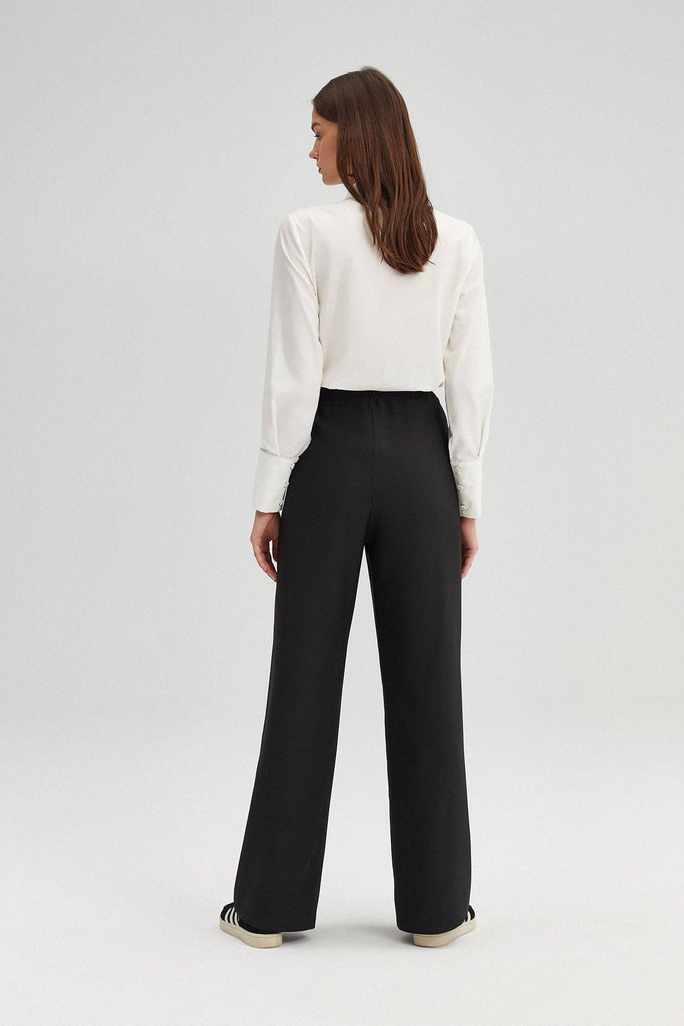 Black SOFT STRETCH HIGH-WAISTED CREPE PANTS  for wholesale on Faire2