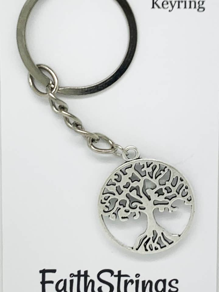 Portachiavi con albero genealogico, regalo cristiano, fede per la vendita all'ingrosso da parte di Faithstrings