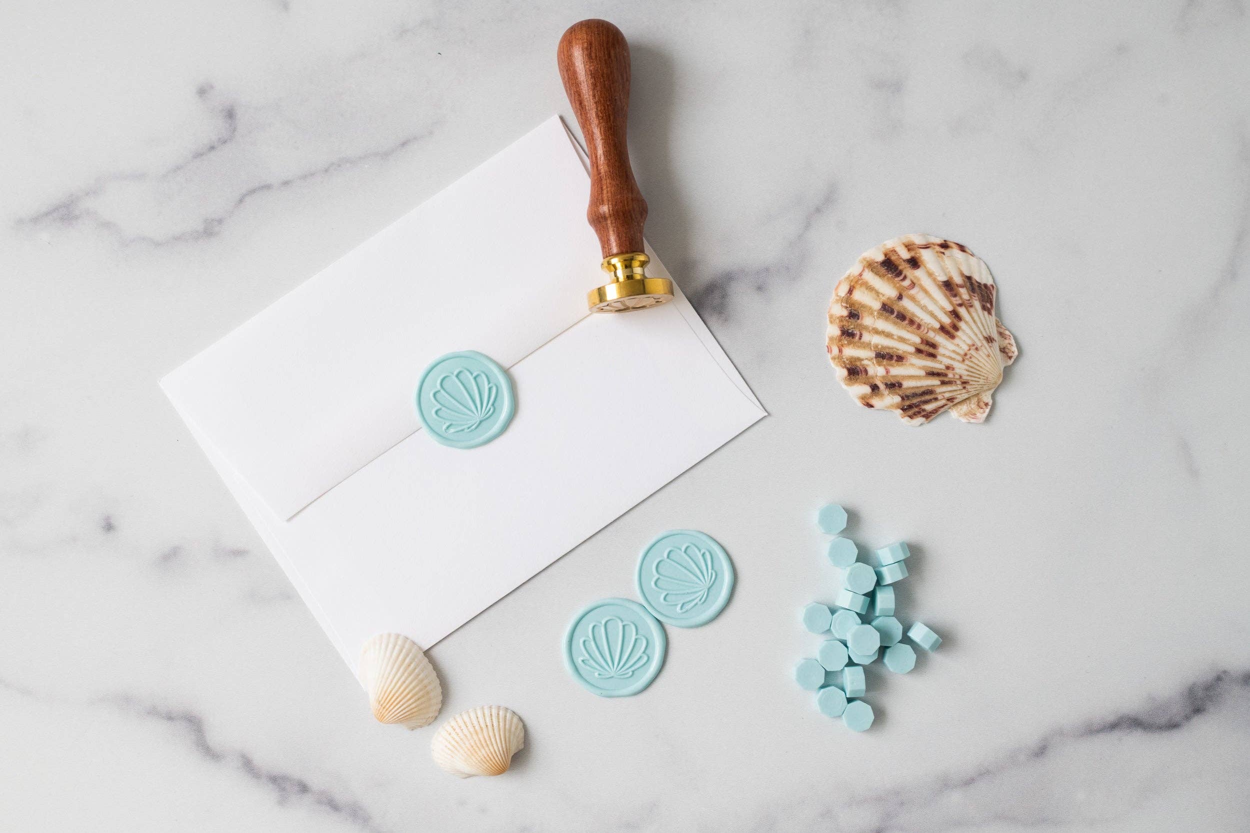 Modern Legacy Paper Company - Wholesale Rubber/Decorative Stamp - Seashell Wax Seal Stamp Kit3