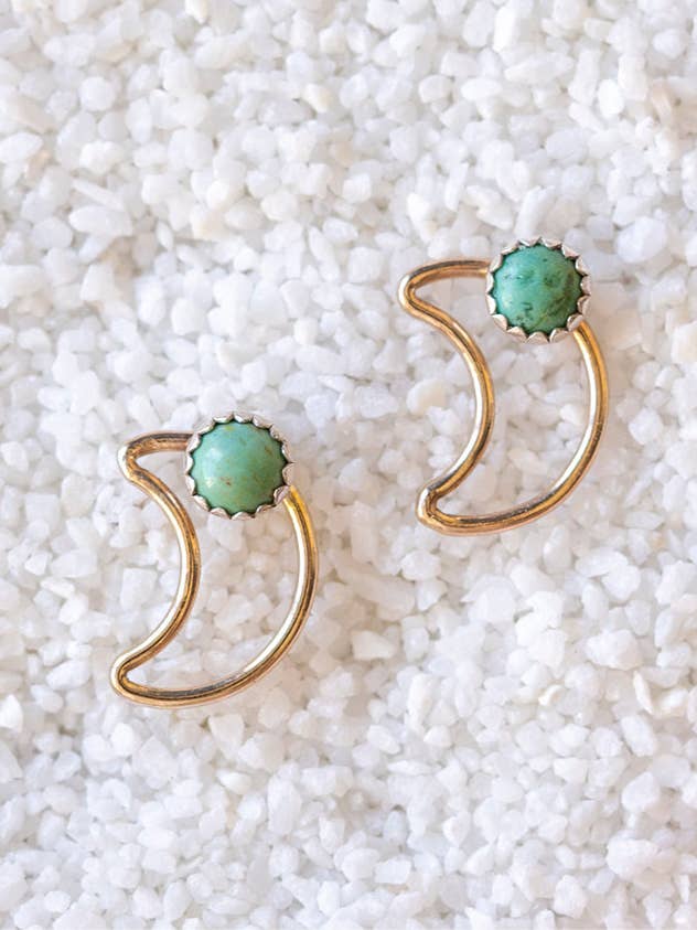 Gold Filled Moon Connector w/4mm Kingman Turquoise for wholesale by Desert Darlings Silver
