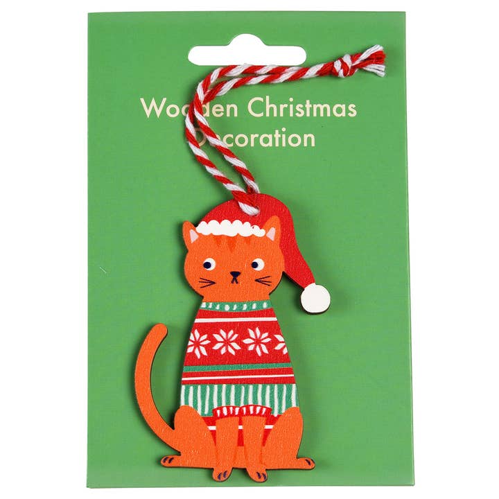 Decoração de Natal suspensa em madeira - Gato ruivo por atacado de Rex B2B - Europe