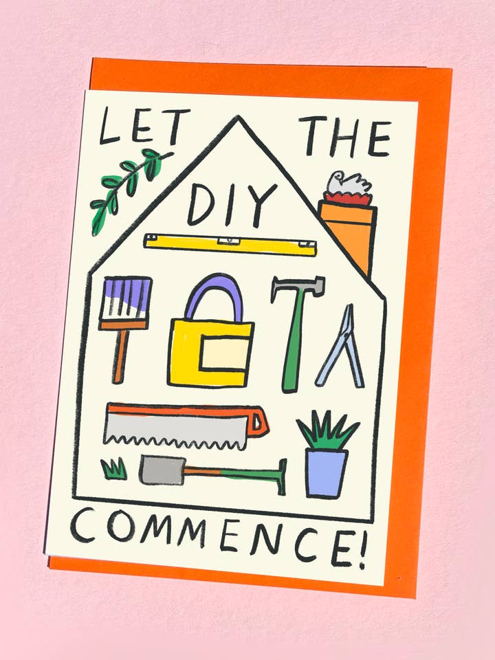 Nieuwe woning doe-het-zelf wenskaart voor wholesale door Kitty Kenda Papergoods